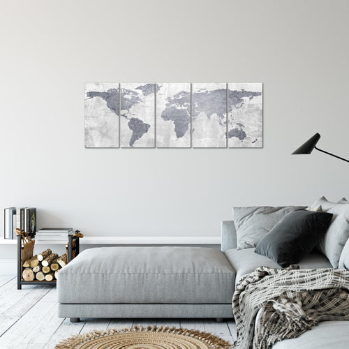 Runa Art Bild Weltkarte Wandbilder auf Vlies Leinwand 5 Teilig Wanddekoration Wohnzimmer Schlafzimmer Büro 104356c