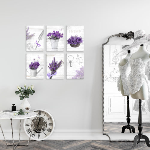 Novart Wandbilder Set Home Provence - KOMPLETT AUFHÄNGFERTIG - Made in Germany - Moderne Bilder  Wohnzimmer Schlafzimmer - N002964a