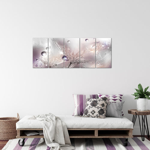 Runa Art Bild Blumen Pusteblumen Wandbilder auf Vlies Leinwand 5 Teilig Wanddekoration Wohnzimmer Schlafzimmer 043156b