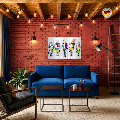 Runa Art Wandbilder Zebra Bild XXL Wohnzimmer Schlafzimmer Grau Bunt Abstrakt 120 x 80 cm 3 Teilig 034031c