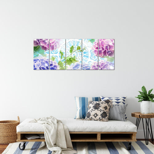 Runa Art Bild Blumen Hortensien Wandbilder auf Vlies Leinwand 5 Teilig Wanddekoration Wohnzimmer Schlafzimmer 017556b