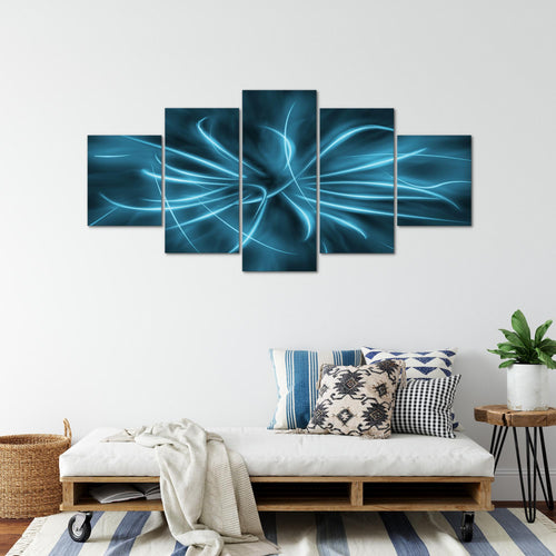 Runa Art - Bilder Abstrakt 200 x 100 cm 5 Teilig XXL Wanddekoration Design Bewegung Blau 100051b