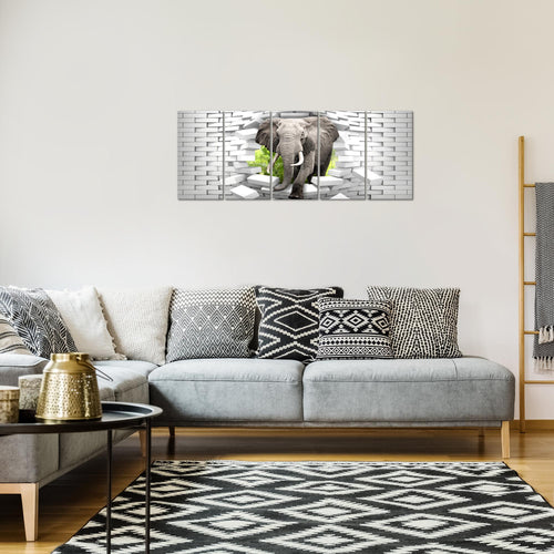 Runa Art Bild Elefant Abstrakt Wandbilder auf Vlies Leinwand 5 Teilig Wanddekoration Wohnzimmer Schlafzimmer 037456b