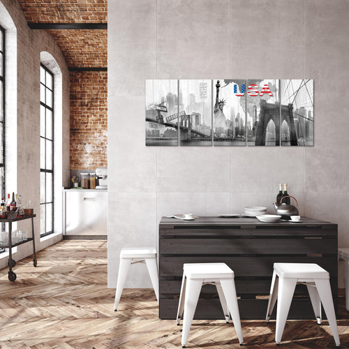 Runa Art Bild New York Wandbilder auf Vlies Leinwand 5 Teilig Wanddekoration Wohnzimmer Büro 034756c