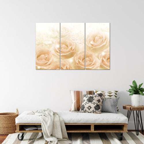 Runa Art Wandbilder Blumen Rosen Bild XXL Wohnzimmer Schlafzimmer Beige Vintage 120 x 80 cm 3 Teilig 017231b