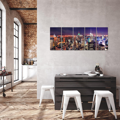Runa Art Bild New York Skyline Wandbilder auf Vlies Leinwand 5 Teilig Wanddekoration Wohnzimmer Büro 036256a