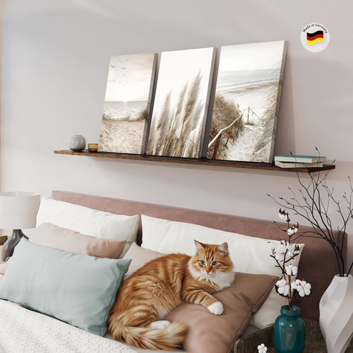 Novart Bilder Set Landschaft - KEIN EXTRA RAHMEN BENÖTIGT - Wandbilder für Wohnzimmer Schlafzimmer Büro - 3 Teilig Deko Strand - N003936a