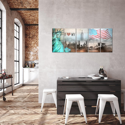 Runa Art Bild New York City Wandbilder auf Vlies Leinwand 5 Teilig Wanddekoration Wohnzimmer Büro 034256b