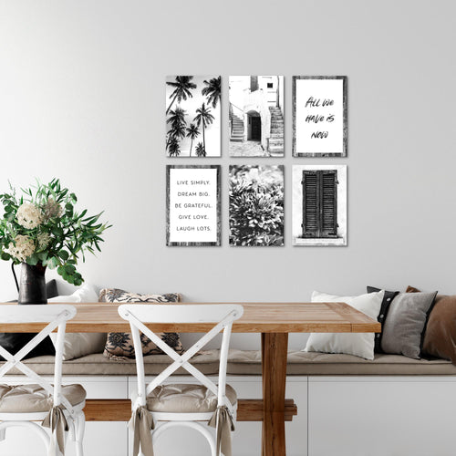 Novart Wandbilder Set Alte Stadt Palmen - KOMPLETT AUFHÄNGFERTIG - Made in Germany - Moderne Bilder  Wohnzimmer Schlafzimmer - N015064a