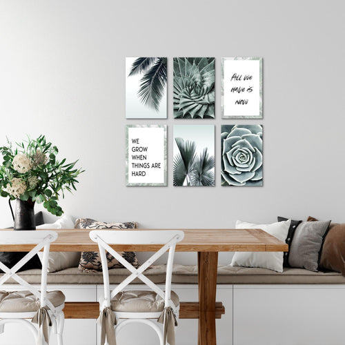 Novart Wandbilder Set Palmen - KOMPLETT AUFHÄNGFERTIG - Made in Germany - Moderne Bilder  Wohnzimmer Schlafzimmer - N015164a