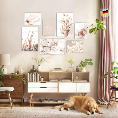 Novart Bilder Blumen Pflanzen - KOMPLETT AUFHÄNGFERTIG - Blüten Wohnzimmer Schlafzimmer Büro - 7 Moderne Mood - Bilder - N023272a