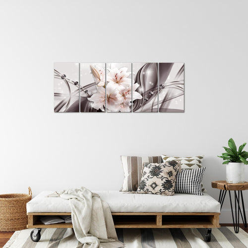Runa Art Bild Blumen Lilien Wandbilder auf Vlies Leinwand 5 Teilig Wanddekoration Wohnzimmer Schlafzimmer 017156c