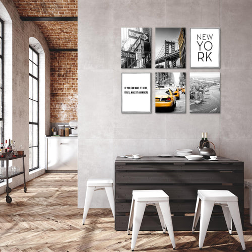 Novart Wandbilder - KEIN EXTRA RAHMEN BENÖTIGT - Wohnzimmer Schlafzimmer - Bilder Modern New York City Taxi - Gelb Grau - N006365a