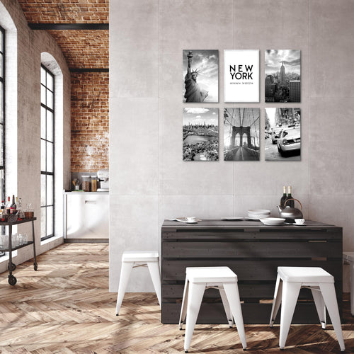 Novart Wandbilder Set New York City - KOMPLETT AUFHÄNGFERTIG - Made in Germany - Moderne Bilder  Wohnzimmer Büro - N013164a