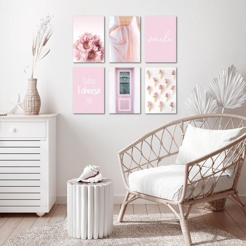 Novart Wandbilder Set Fashion - KOMPLETT AUFHÄNGFERTIG - Made in Germany - Moderne Bilder  Wohnzimmer Mädchen Teenager - N008464a