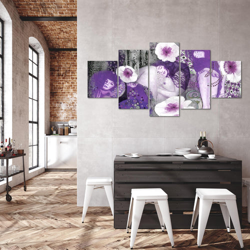 Runa Art - Bilder Collage Gustav Klimt 200 x 100 cm 5 Teilig XXL Wanddekoration Design Violett 018551c