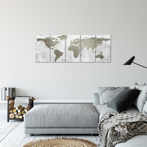 Runa Art Bild Weltkarte Wandbilder auf Vlies Leinwand 5 Teilig Wanddekoration Büro Wohnzimmer 104356b