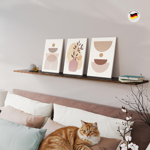 Novart Wandbilder Set Abstrakt - KOMPLETT AUFHÄNGFERTIG - Wohnzimmer Schlafzimmer Büro Deko - 3 Moderne Bilder Geometrie - N040435b