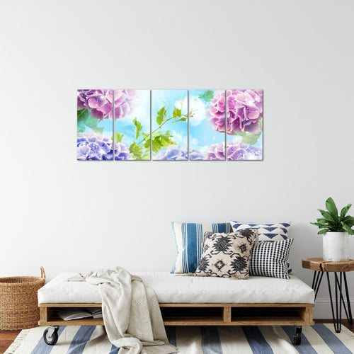 Runa Art Bild Blumen Hortensien Wandbilder auf Vlies Leinwand 5 Teilig Wanddekoration Wohnzimmer Schlafzimmer 017556c