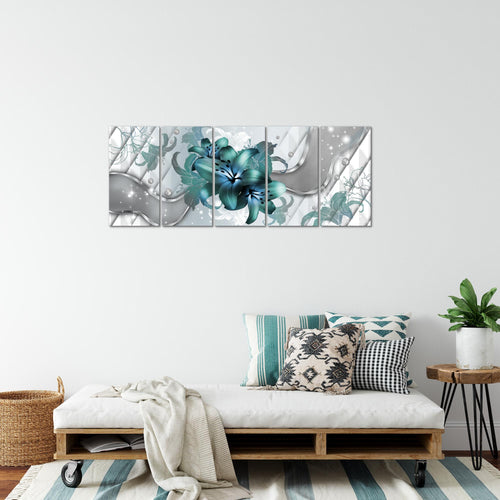 Runa Art Bild Blumen Lilien Wandbilder auf Vlies Leinwand 5 Teilig Wanddekoration Wohnzimmer Schlafzimmer 016556a