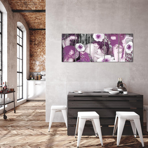 Runa Art Bild Collage Gustav Klimt Wandbilder auf Vlies Leinwand 5 Teilig Wanddekoration Wohnzimmer 018556c