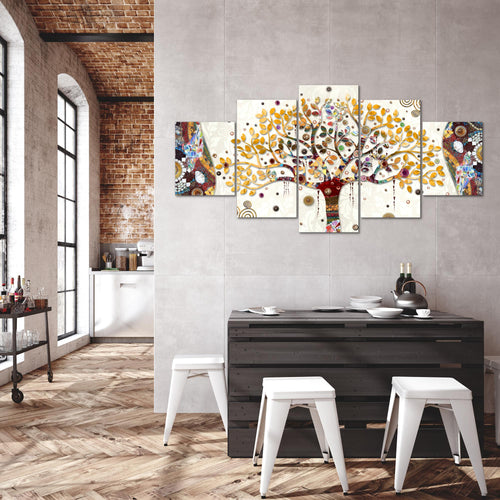 Runa Art - Bilder Gustav Klimt Baum des Lebens 200 x 100 cm 5 Teilig XXL Wanddekoration Design Bunt 004651a