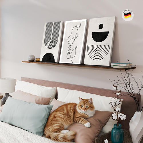 Novart Bilder Set Abstrakt - KEIN EXTRA RAHMEN BENÖTIGT - Wandbilder für Wohnzimmer Schlafzimmer Büro - 3 Teilig Deko Minimalismus - N033336a