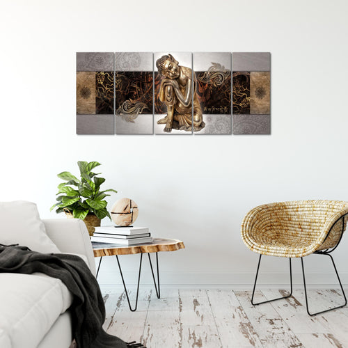 Runa Art Bild Buddha Zen Wandbilder auf Vlies Leinwand 5 Teilig Wanddekoration Wohnzimmer Schlafzimmer 041356c