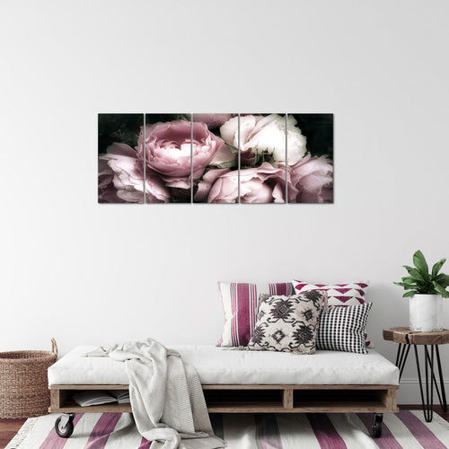 Runa Art Bild Blumen Rosen Wandbilder auf Vlies Leinwand 5 Teilig Wanddekoration Wohnzimmer Schlafzimmer 039156a