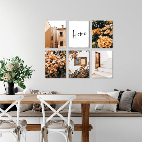 Novart Wandbilder - KEIN EXTRA RAHMEN BENÖTIGT - Wohnzimmer Schlafzimmer - Bilder Modern Home Blumen - Orange - N010165a
