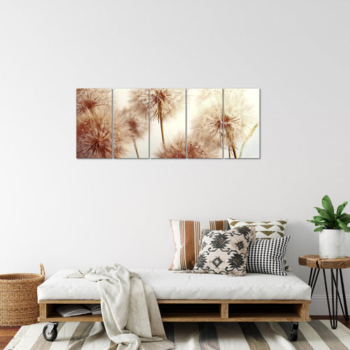 Runa Art Bild Blumen Pusteblumen Wandbilder auf Vlies Leinwand 5 Teilig Wanddekoration Wohnzimmer Schlafzimmer 042056b