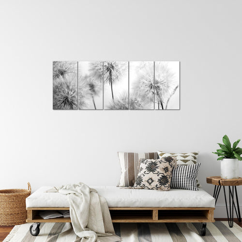 Runa Art Bild Blumen Pusteblumen Wandbilder auf Vlies Leinwand 5 Teilig Wanddekoration Wohnzimmer Schlafzimmer 042056c