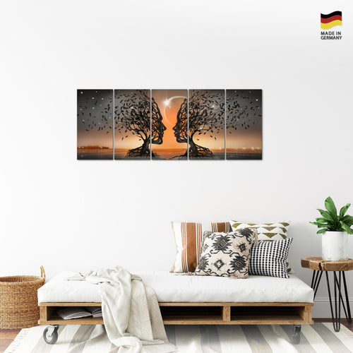 Runa Art Bild Liebespaar Wandbilder auf Vlies Leinwand 5 Teilig Wanddekoration Wohnzimmer Schlafzimmer 044856c