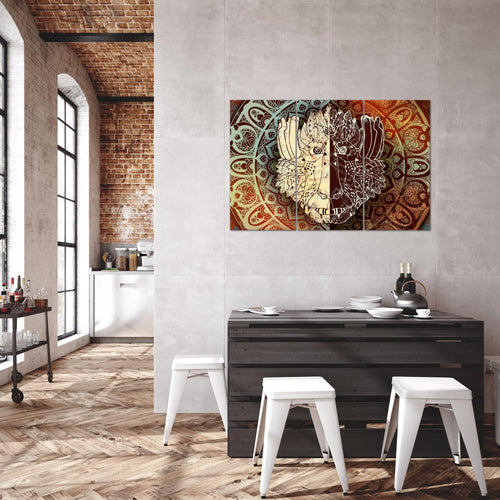 Runa Art Wandbilder Mandala Abstrakt Bild XXL Wohnzimmer Schlafzimmer Beige Braun Kupfer 120 x 80 cm 3 Teilig 040131a