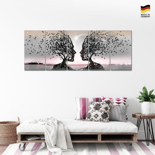 Runa Art Wandbilder XXL Abstrakt Wohnzimmer Schlafzimmer Büro 200 x 80 cm Gesichter 5 Teilig - Made in Germany - 044855b