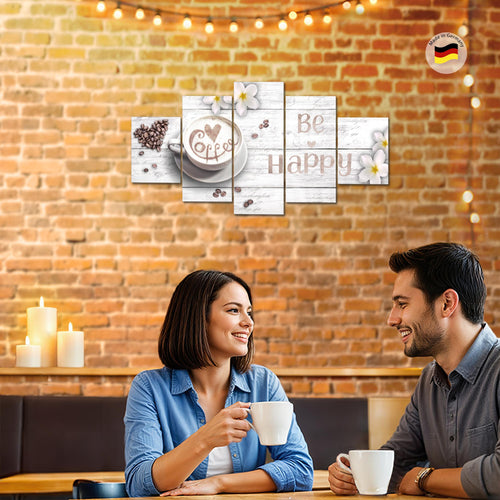 Runa Art Bild Wohnzimmer Schlafzimmer Büro Love 5 Teilig Kaffee Herzen Wandbilder auf Vlies Leinwand 020653c