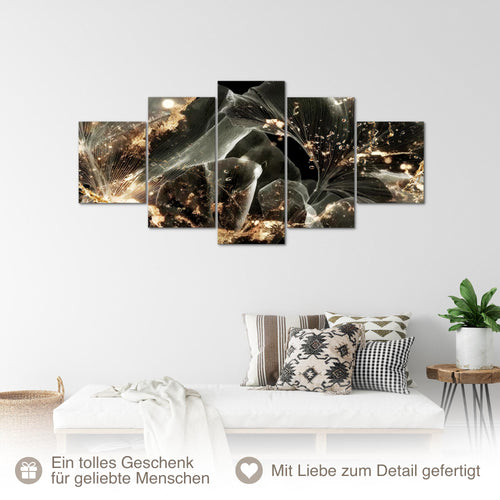 Runa Art - Bilder Abstrakt 200 x 100 cm 5 Teilig XXL Wanddekoration Design Natur Schwarz 059251a
