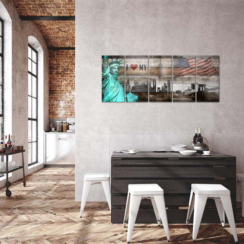 Runa Art Bild New York City Wandbilder auf Vlies Leinwand 5 Teilig Wanddekoration Wohnzimmer Büro 034256c