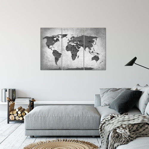 Runa Art Wandbilder Weltkarte Bild XXL Büro Wohnzimmer Braun Vintage Antik 120 x 80 cm 3 Teilig 104031b