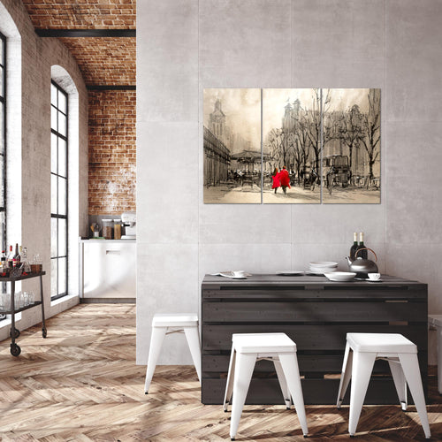 Runa Art Wandbilder London Bild XXL Wohnzimmer Schlafzimmer Braun Stadt Abstrakt 120 x 80 cm 3 Teilig 009731a