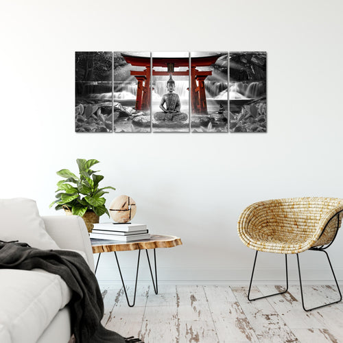 Runa Art Bild Feng Shui Buddha Wandbilder auf Vlies Leinwand 5 Teilig Wanddekoration Wohnzimmer Schlafzimmer 036456c