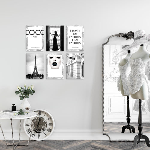 Novart Wandbilder Set Paris Fashion - KOMPLETT AUFHÄNGFERTIG - Made in Germany - Moderne Bilder  Wohnzimmer Schlafzimmer - N015664a