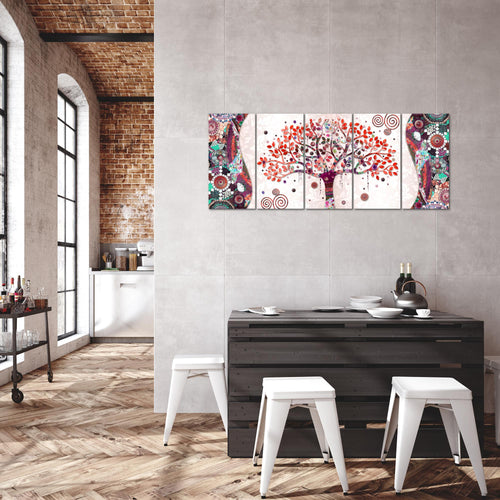 Runa Art Bild Gustav Klimt - Baum des Lebens Wandbilder auf Vlies Leinwand 5 Teilig Wanddekoration Wohnzimmer 004656c