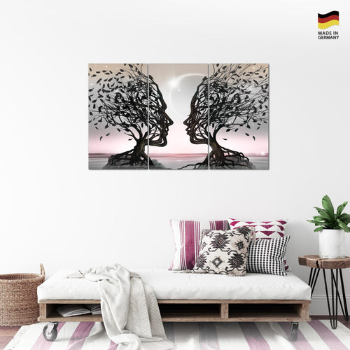 Runa Art Wandbilder Abstrakt Bild XXL Wohnzimmer Schlafzimmer Büro Gesichter Schwarz 120 x 80 cm 3 Teilig 044831b