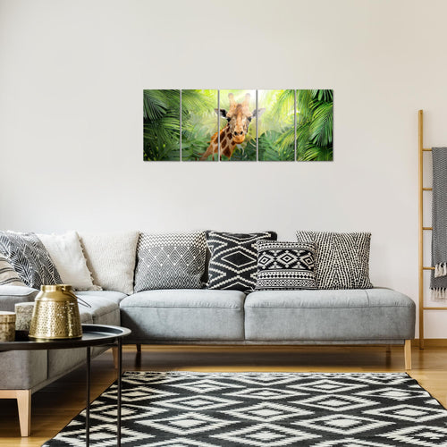 Runa Art Bild Giraffe Abstrakt Wandbilder auf Vlies Leinwand 5 Teilig Wanddekoration Wohnzimmer Schlafzimmer 037556c
