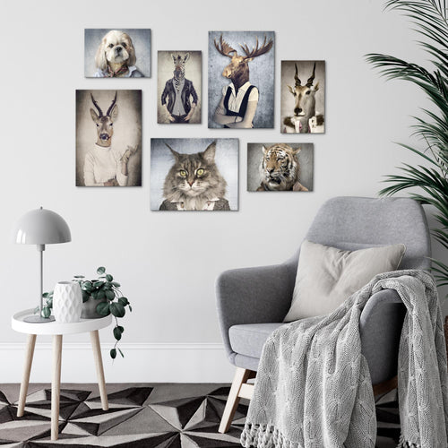 Novart Wandbilder Abstrakt - KOMPLETT AUFHÄNGFERTIG - Tiere Wohnzimmer Schlafzimmer - 7 Moderne Mood-Bilder - N019271a
