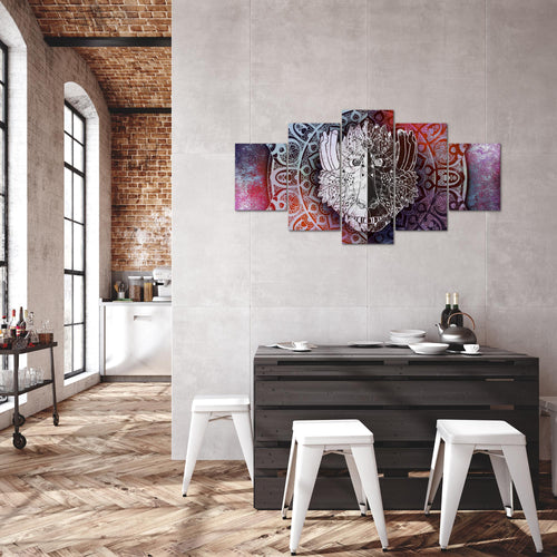Runa Art Bild Wohnzimmer Schlafzimmer Mandala Abstrakt 5 Teilig Orientalisch Lila Violett Wandbilder auf Vlies Leinwand 040153b