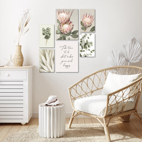 Novart Wandbilder Set Blätter Pflanzen Olivgrün - KEIN EXTRA RAHMEN BENÖTIGT -  Modern Deko  - Wohnzimmer Schlafzimmer N028063a