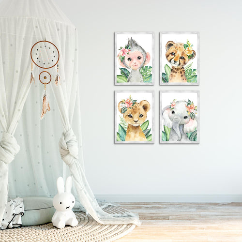 Novart Bilder Tiere Afrika - Fertig Zum Aufhängen - Kein Extra Rahmen benötigt - Wandbilder Set Kinderzimmer Mädchen Junge - N017347b