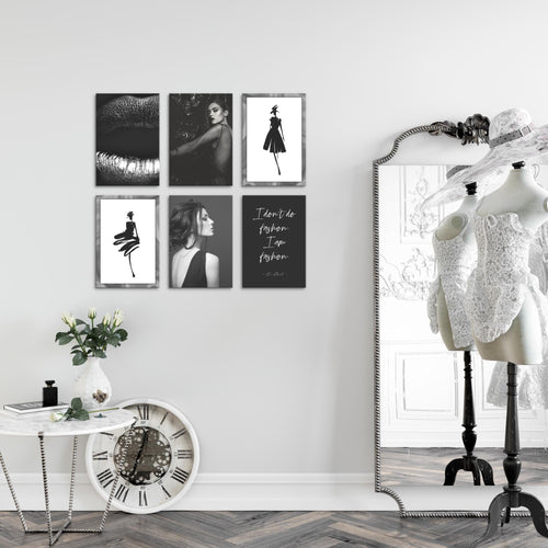 Novart Wandbilder Set Fashion - KOMPLETT AUFHÄNGFERTIG - Made in Germany - Moderne Bilder  Wohnzimmer Mädchen Teenager - N000864a